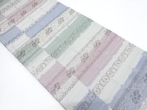 アンティーク　横段に花唐草模様織り出し全通袋帯（材料）